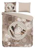 HIP Dekbedovertrek "mandala's en veren" - Taupe - (200x200/220 cm) - Katoen Flanel