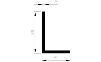 Hoekprofiel alu brute 30x20x2mm (3mtr)