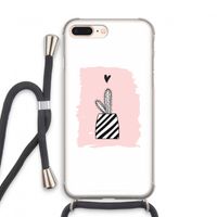 Zwart-wit cactus: iPhone 8 Plus Transparant Hoesje met koord