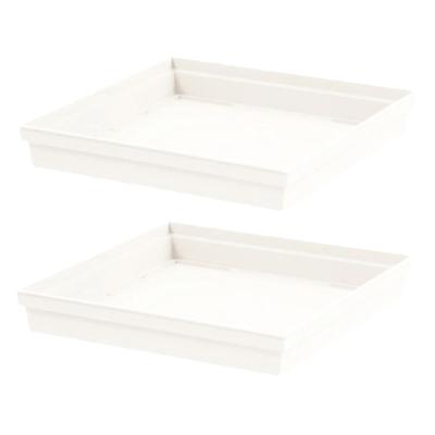 EDA Bloempot Toscane onderschaal - 2x stuks - wit - L33 x B33 x H5 cm - Onderschalen/opvangschalen