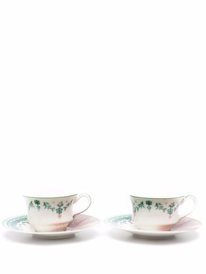 Seletti lot de deux tasses à thé à imprimé graphique - Blanc