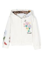 Roberto Cavalli Junior veste à fleurs brodées - Blanc