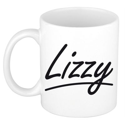 Naam cadeau mok / beker Lizzy met sierlijke letters 300 ml Naam cadeau mok / beker Lizzy met sierlijke letters 300 ml