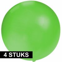 4x Feestartikelen reuze groene ballon 60 cm geschikt voor lucht of helium