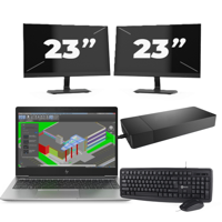 HP ZBook 14u G5 - Intel Core i7-8e Generatie - 14 inch - 16GB RAM - 256GB SSD - Windows 11 + 2x 23 inch Monitor