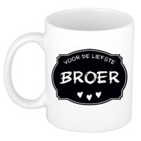 Liefste broer verjaardag cadeau mok - zwart krijtbord - 300 ml - Keramiek - broer/zussen dag