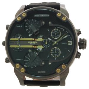 Diesel heren Mr. Daddy 2.0 chronograaf zwart lederen horloge DZ7348