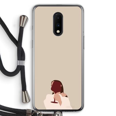 I drink wine: OnePlus 7 Transparant Hoesje met koord