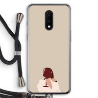 I drink wine: OnePlus 7 Transparant Hoesje met koord