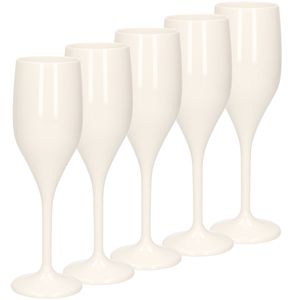 Set van 15x stuks champagne/prosecco flutes glazen wit 150 ml van onbreekbaar kunststof