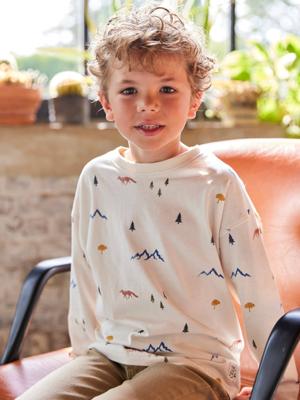 T-shirt met lange mouwen en print voor jongens wit, bedrukt