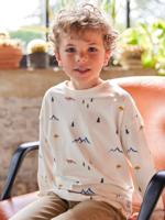T-shirt met lange mouwen en print voor jongens wit, bedrukt