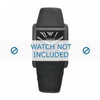 Armani horlogeband AR2027 Leder Zwart 24mm - thumbnail