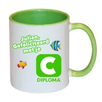 Zwemdiploma C mok met naam (groen)