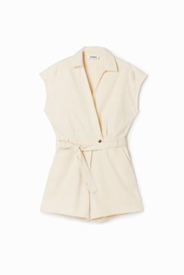 Korte denim jumpsuit - BROWN - S