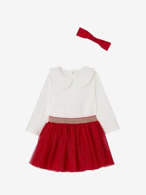 Babyset voor babymeisjes, t-shirt, rok, heupband, kerstcadeauset rood