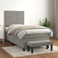 Boxspring met matras fluweel lichtgrijs 90x190 cm