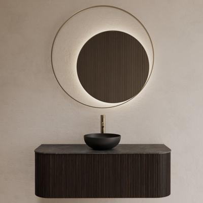 Badkamerspiegel Gliss Design Kosmos | 100 cm | Indirecte LED verlichting | Sensor bediening | Met spiegelverwarming | Mat goud
