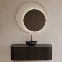 Badkamerspiegel Gliss Design Kosmos | 100 cm | Indirecte LED verlichting | Sensor bediening | Met spiegelverwarming | Mat goud