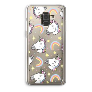 Rainbow Unicorn: Samsung Galaxy A8 (2018) Transparant Hoesje