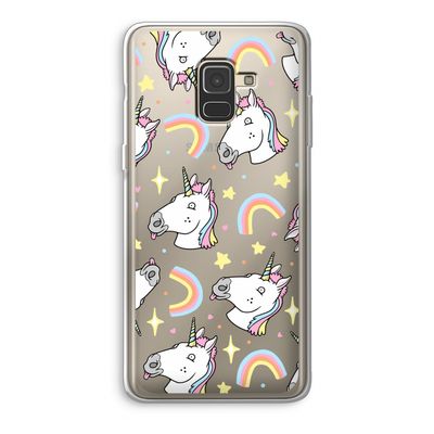 Rainbow Unicorn: Samsung Galaxy A8 (2018) Transparant Hoesje