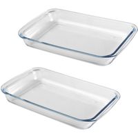 Chef Traiteur Ovenschaal van borosilicaat glas - 2x - rechthoek - 3 Liter - 39 x 23 x 5 cm - thumbnail