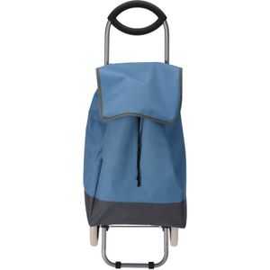 Boodschappen en losse spullen trolley - inhoud 30 liter - blauw - met wielen