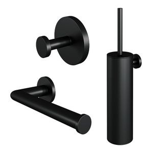 Brauer Black Edition set met handdoekhaak, toiletrolhouder en toiletborstelset mat zwart