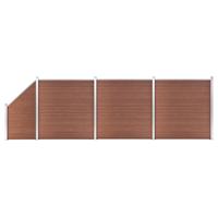 Schuttingset 3 vierkant en 1 schuin 619x186 cm HKC bruin