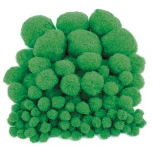 Pompons - 200x - groen - 10-45 mm - hobby/knutsel materialen