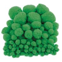 Pompons - 200x - groen - 10-45 mm - hobby/knutsel materialen - thumbnail