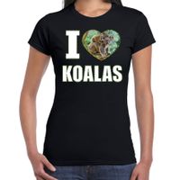 I love koalas t-shirt met dieren foto van een koala zwart voor dames - thumbnail