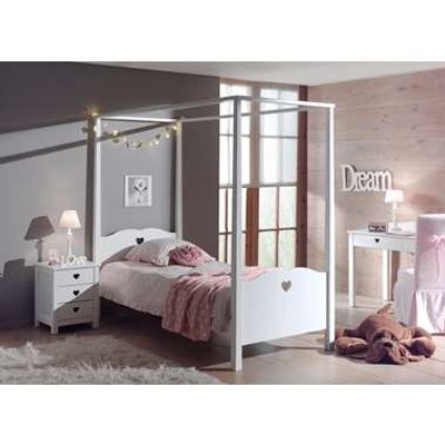 Vipack hemelbed Amori met nachtkastje - wit - Leen Bakker
