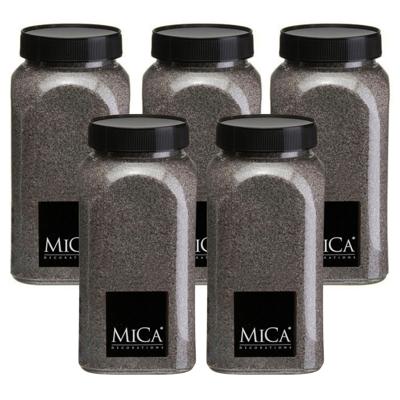 Mica Decorations decoratie zand - 5x - 650ml - donkergrijs - hobby zandkorrels - sierzand