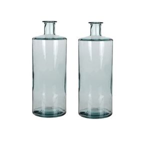 2x Fles vaas Guan 15 x 40 cm transparant gerecycled glas