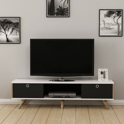 Homemania Tv-meubel Zeyn 150x35x41 cm walnootkleurig zwart en wit