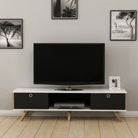 Homemania Tv-meubel Zeyn 150x35x41 cm walnootkleurig zwart en wit - thumbnail