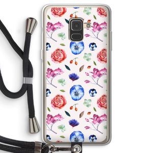 Bloemetjes: Samsung Galaxy A8 (2018) Transparant Hoesje met koord