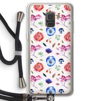 Bloemetjes: Samsung Galaxy A8 (2018) Transparant Hoesje met koord