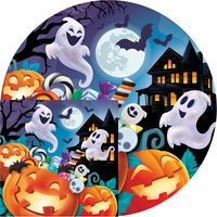 Halloween/horror pompoen feest servies - borden/servetten - 24x - oranje - papier - thumbnail