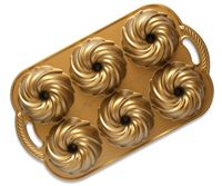 Nordic Ware Bakvorm Swirl Bundtette Goud - 6 stuks - thumbnail