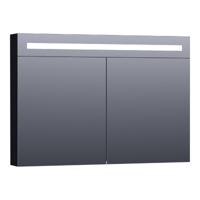 Brauer Promise Deluxe Spiegelkast - 100 cm - met Directe Verlichting - 2 Dubbelzijdige Spiegeldeuren - Mat Zwart