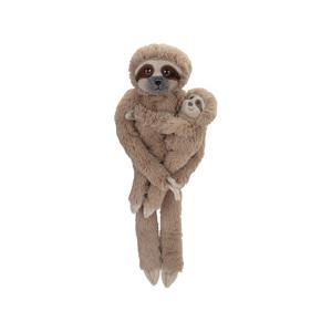 Nature Planet pluche dieren knuffel - hangende Luiaard met baby - 48 cm