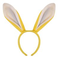 Konijnen/bunny oren geel met wit voor volwassenen 27 x 28 cm   -
