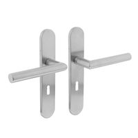 Intersteel Deurklink Hoek 90 graden op schild sleutelgat 56mm geborsteld RVS