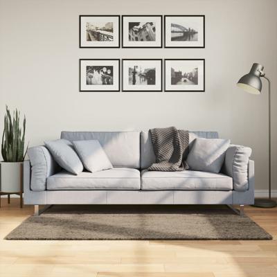 VidaXL Vloerkleed istan hoogpolig glanzend 80x150 cm grijs