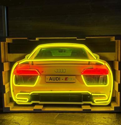 Audi RS8 Rear Achterkant Neon Verlichting XL 100 x 60 cm - Geel en Rood