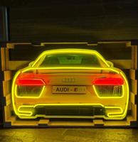 Audi RS8 Rear Achterkant Neon Verlichting XL 100 x 60 cm - Geel en Rood Audi RS8 Rear Achterkant Neon Verlichting XL 100 x 60 cm - Geel en Rood