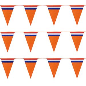Bellatio Decorations - Oranje Holland vlaggenlijnen - 3x stuks van 10 meter