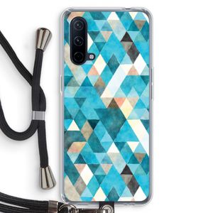 Gekleurde driehoekjes blauw: OnePlus Nord CE 5G Transparant Hoesje met koord